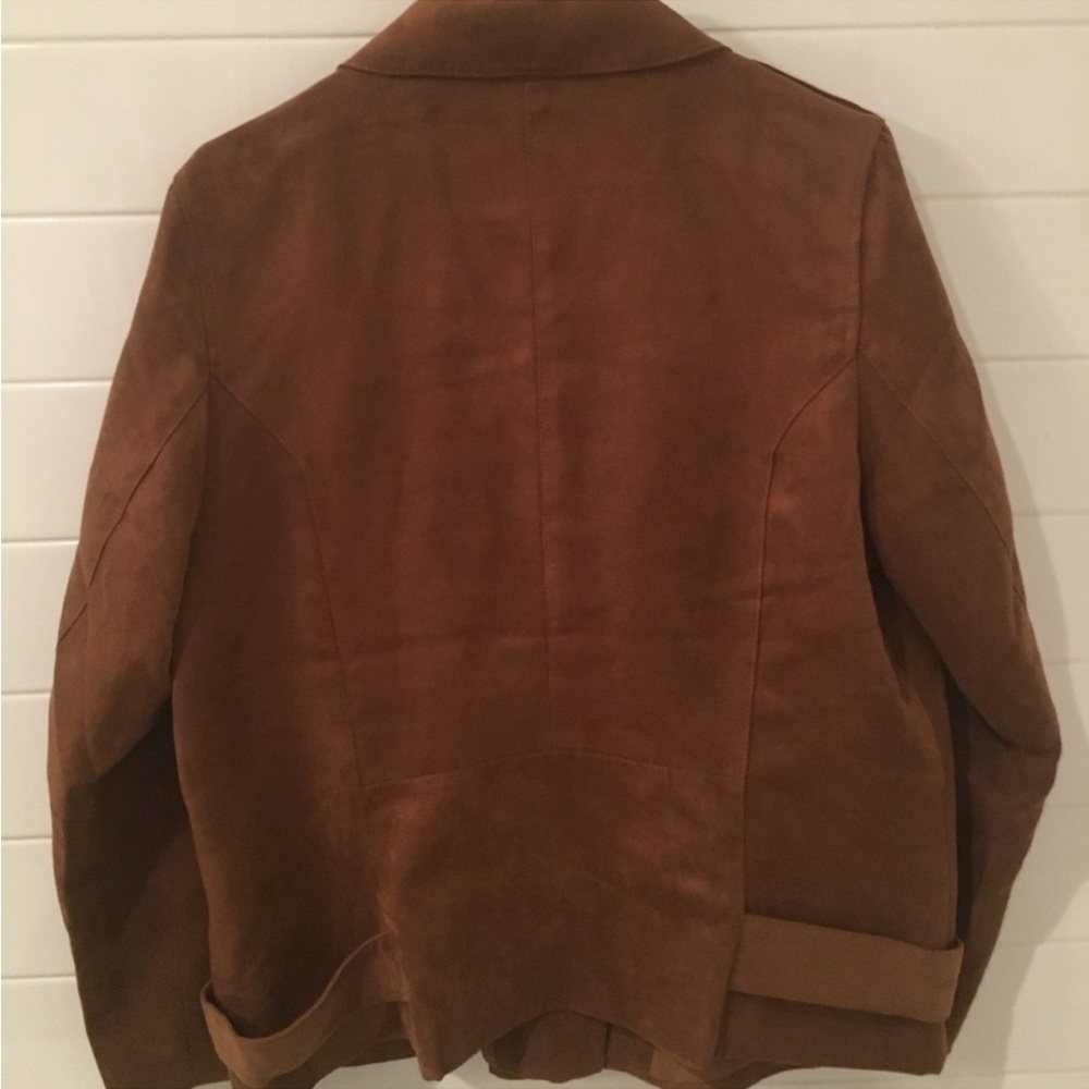 Final H&M Brown Faux Suede Biker Jacket Sz 16 - Picture 7 of 9